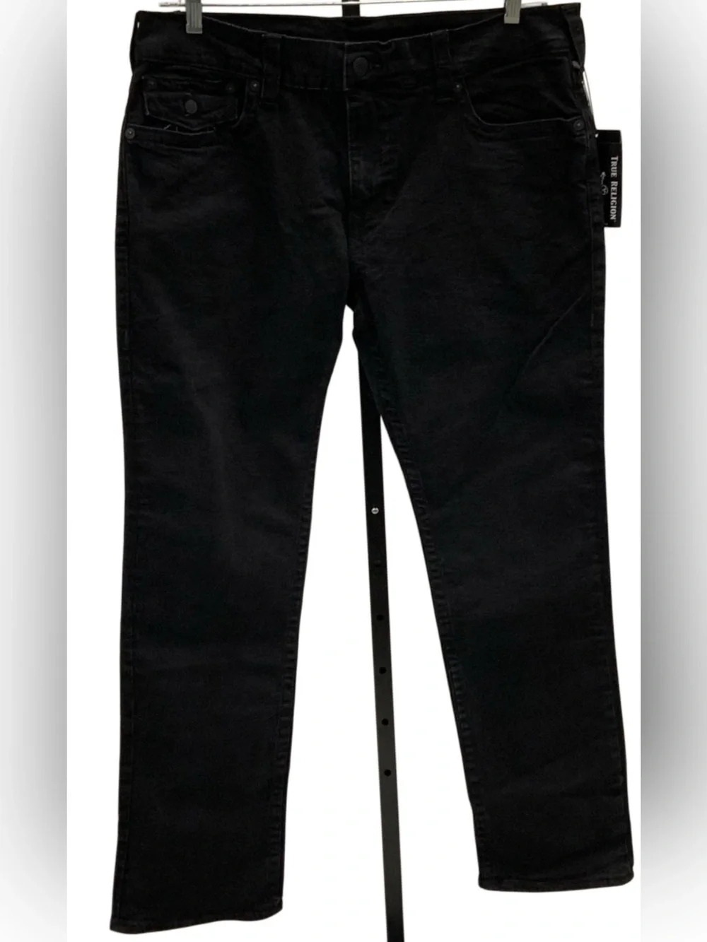 True Religion Black Ricky Flap Relaxed Straight Jeans 38 RN112790